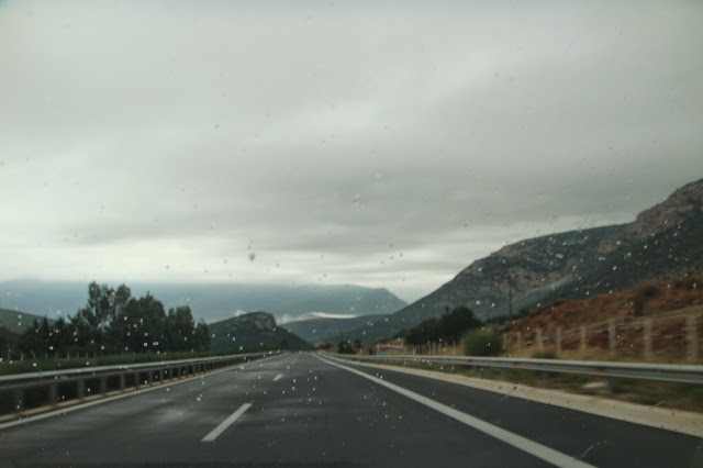On a wet road to Kalamata Messinia, Peloponnese, Greece.